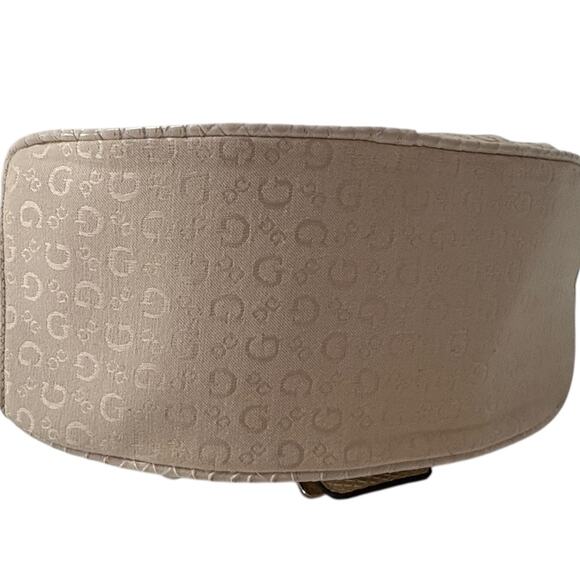 VTG Guess Y2K Cream Logo Faux Croc Patent Leather Shoulder Bag Studded EUC - Picture 6 of 13